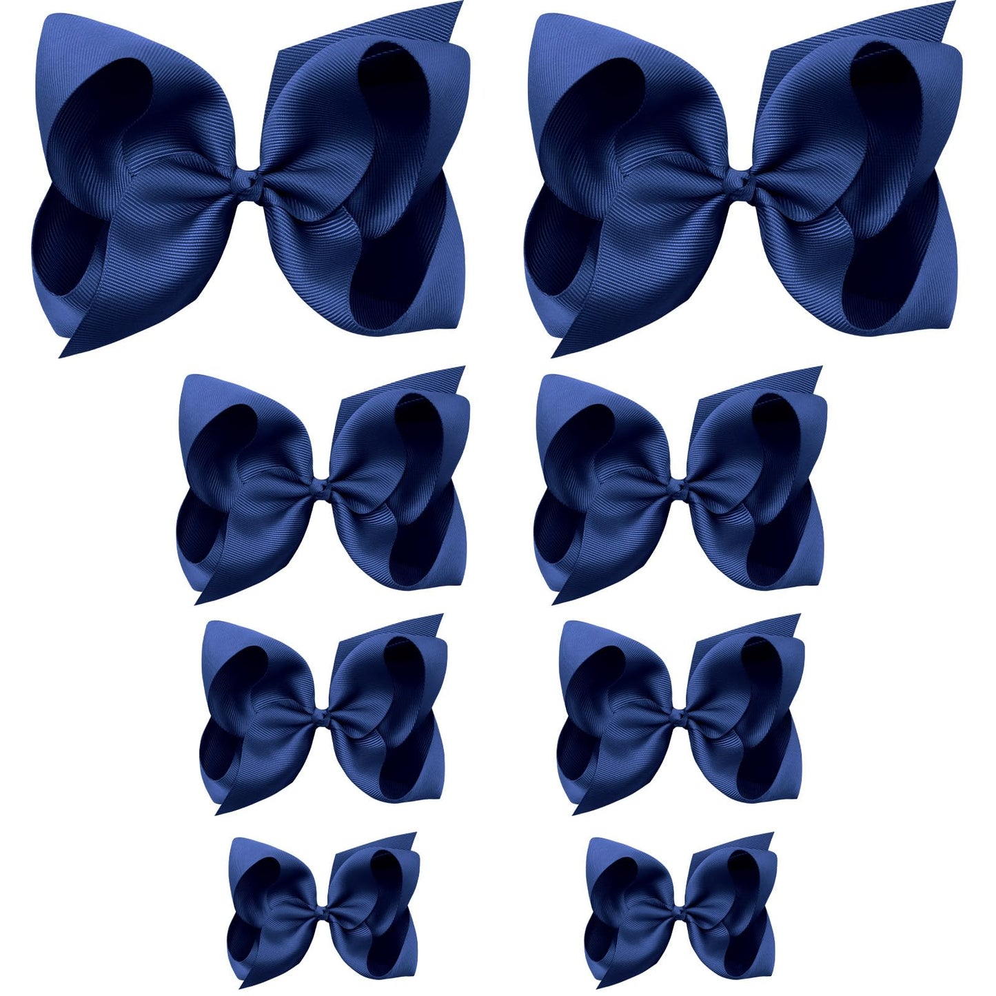 Oaoleer 8Pcs Hair Bows For Girls Navy Blue Grosgrain Ribbon Boutique Bow Alligator Clips Hair Accessories For Toddlers Little Gi
