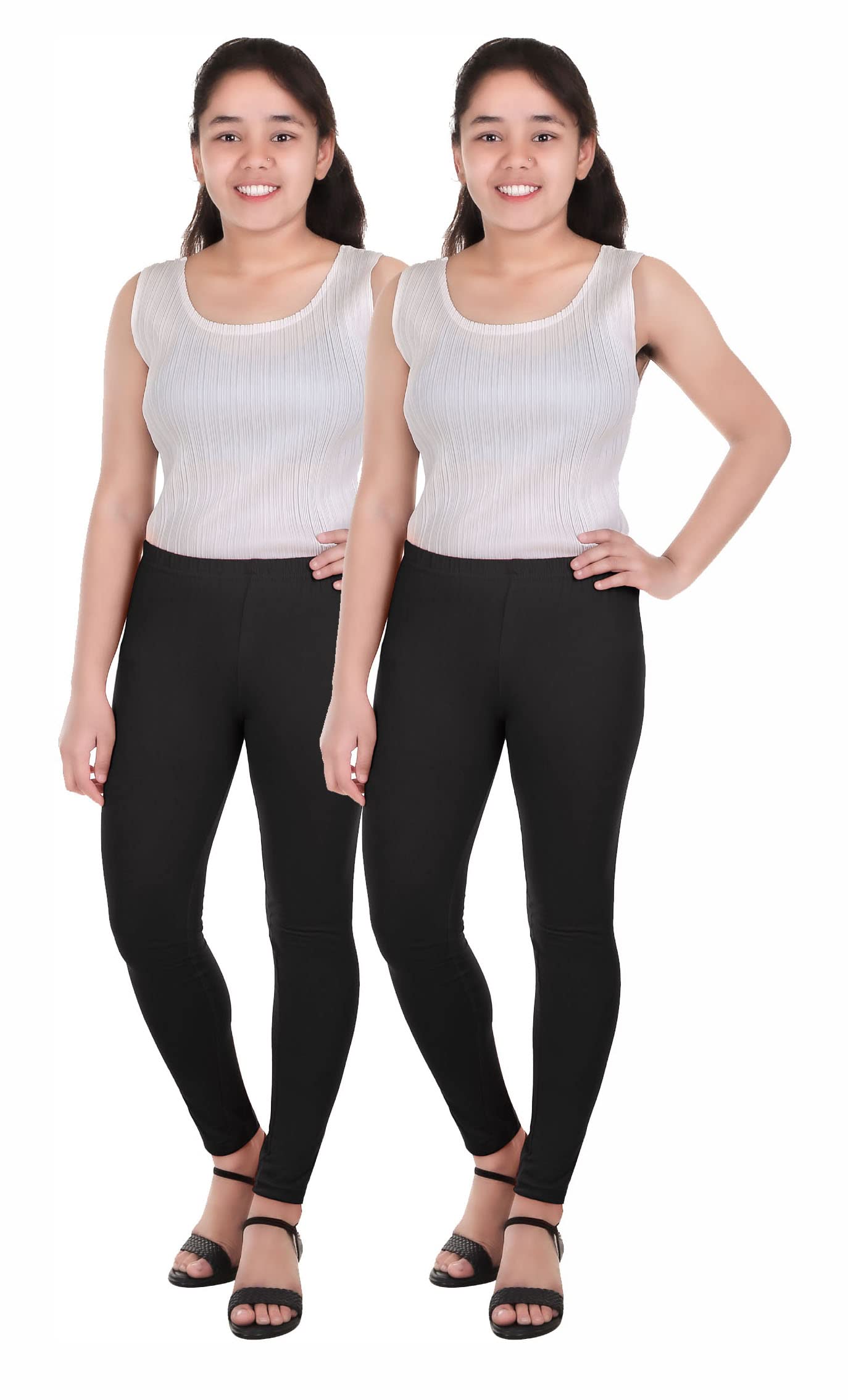 LOVO Comfy Black Leggings for Girls Soft Cotton Material, Perfect for Everyday Wear (11 Years  12 Years, 2)