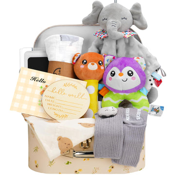 Baby Gift Basket For Newborn Baby Boys, 10Pcs Quality & Cute Newborn Baby Essential Stuff New Baby Boy Gift Basket, Unique Newbo