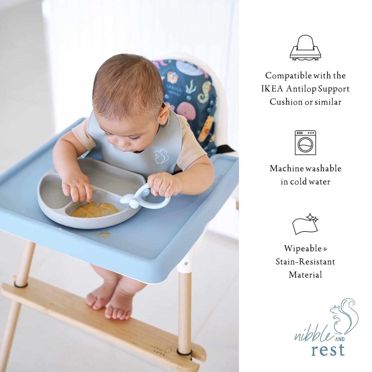 Nibble And Rest Highchair Cushion Cover For Inflatable Cushion, Compatible For Ikea Antilop Highchair, High Chair Accessories St