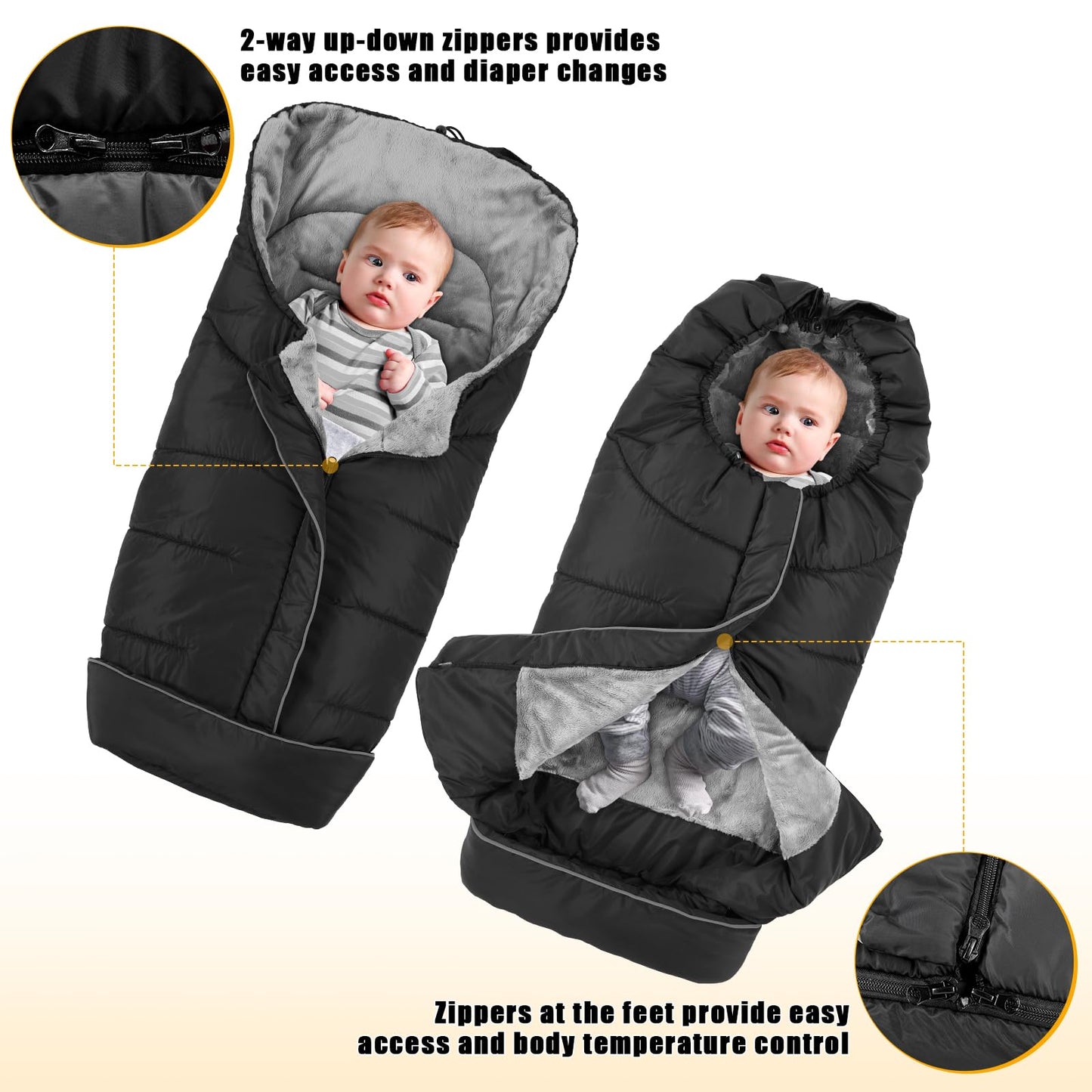 Yoofoss Stroller Cover For Winter, Toddler Stroller Footmuff Universal For Most Stroller, Water Resistant Warm Coral Baby Stroll