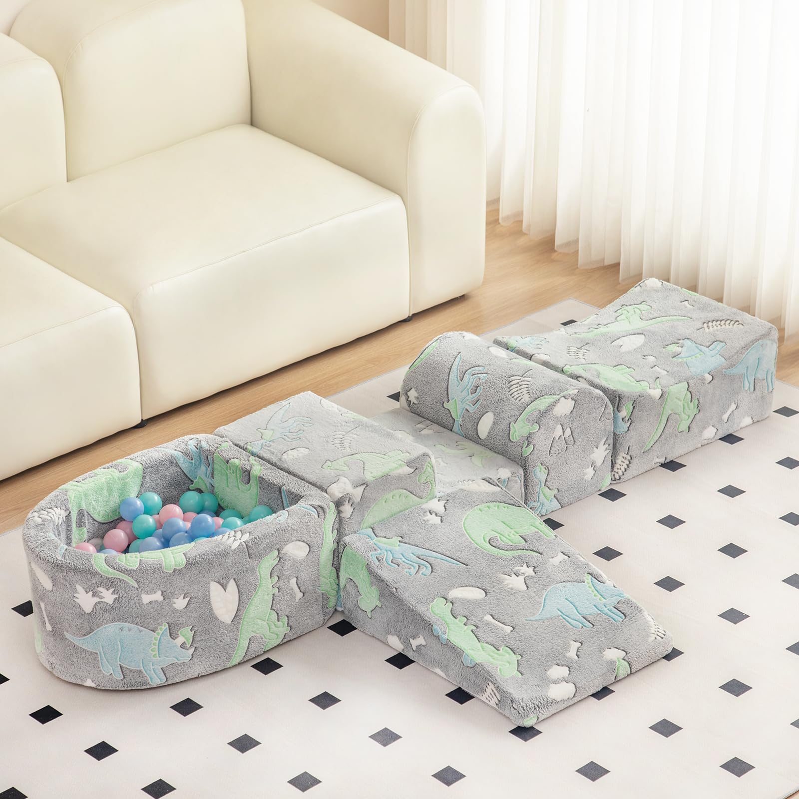 Tiita Baby Climb And Crawl Playset 5-Piece, Kids Foam Climbing Block With Small Ball Pit - Indoor Soft Play Climber For Playtime