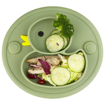 Lightening Corp Baby Plate Silicone Suction Toddler Plates, Divided Dishes For Toddler Kids, Self Feeding, Bpa Free, Microwave A