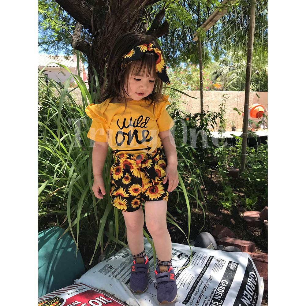 Baby Girl 1St Birthday Outfit Baby First Birthday Clothes Girl Wild One Outfit (Yellow,12-18 Months)