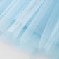 Lyxiof Girls Tutu Dress Casual Tulle Summer Solid Color Ruffle Sleeve Dress Blue 130Cm
