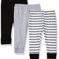 Luvable Friends Unisex Baby Cotton Pants, Black Stripe 3-Pack, 3 Toddler