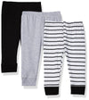 Luvable Friends Unisex Baby Cotton Pants, Black Stripe 3-Pack, 3 Toddler
