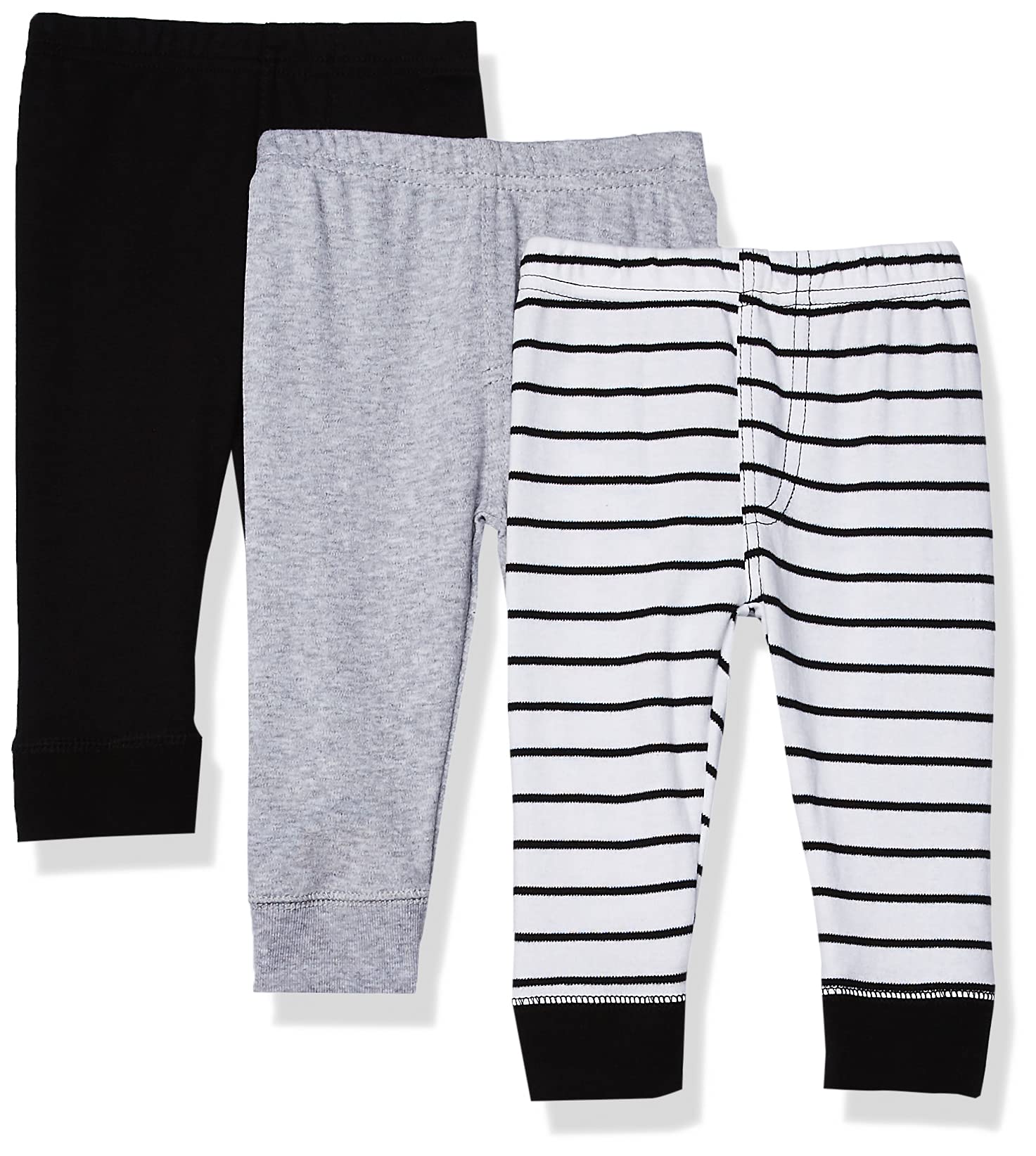 Luvable Friends Unisex Baby Cotton Pants, Black Stripe 3-Pack, 3 Toddler