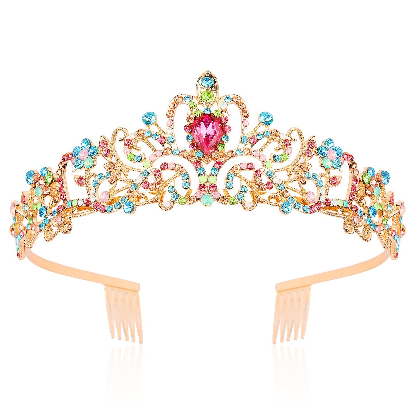 Chanaco Crystal Crown Headband For Girls, Rapunzel Kids Hair Accessories With Princess Tiara And Crowns