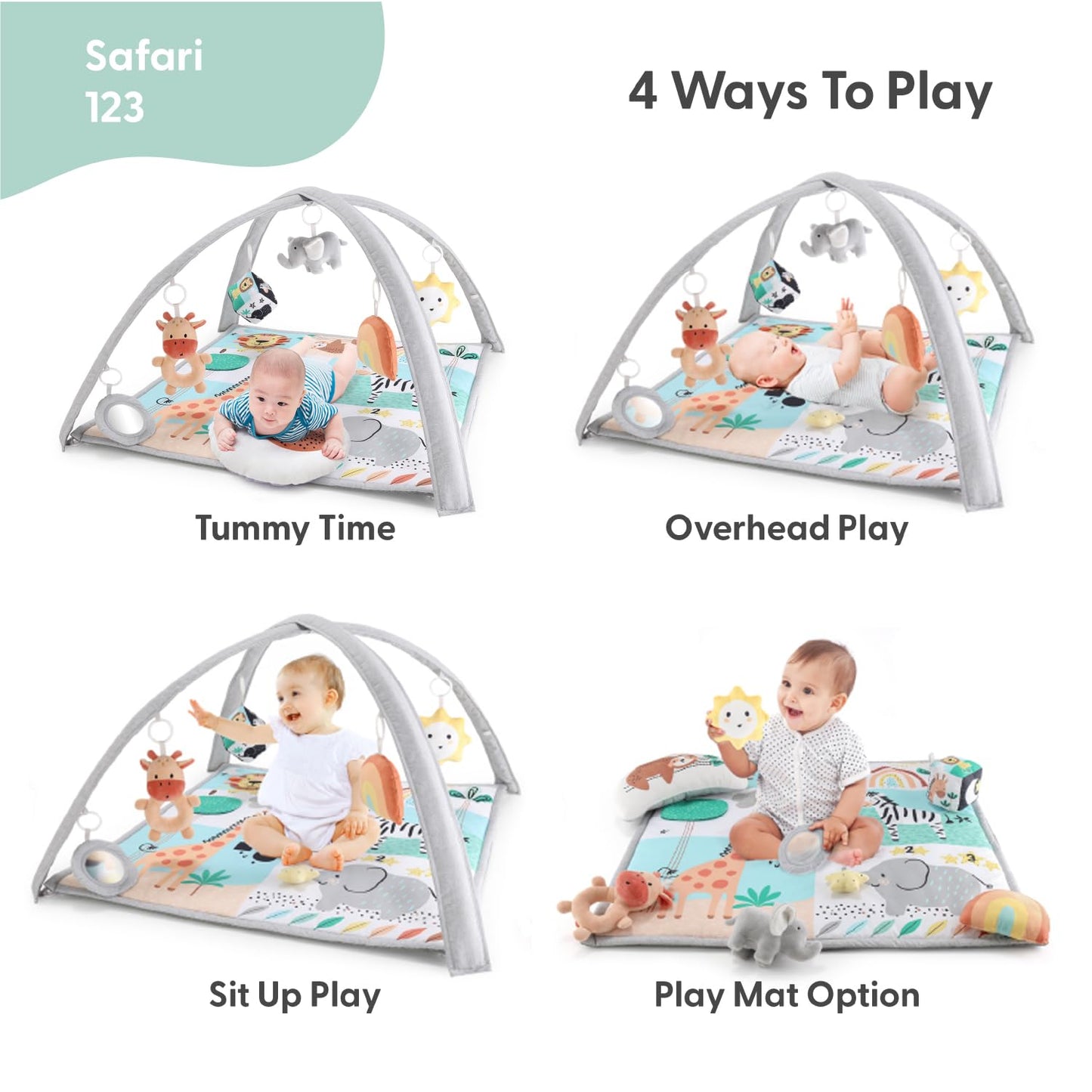 The Peanutshell Unisex Baby Play Gym & 7-In-1 Play Mat - Playmat Baby Toys 0-6, 6-12 Months Tummy Time Mat With Hanging Toys, So