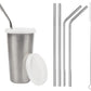 Parabrahma Stainless Steel Sipper/Sippy Cup With Straw Glass With Gum Protection For Kids 4 Straw And 1 Cleaning Brush (370 Ml, 