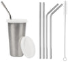 Parabrahma Stainless Steel Sipper/Sippy Cup With Straw Glass With Gum Protection For Kids 4 Straw And 1 Cleaning Brush (370 Ml, 