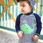 Uideazone Little Baby Boy Swimsuit Striped Long Sleeve One Piece Rash Guard With Sun Hat Whale Bahting Suit Swimwear 18-24 Month