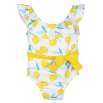 Gerber Girls' One-Piece Swimsuit, White Yellow Lemons, 0-3 Months