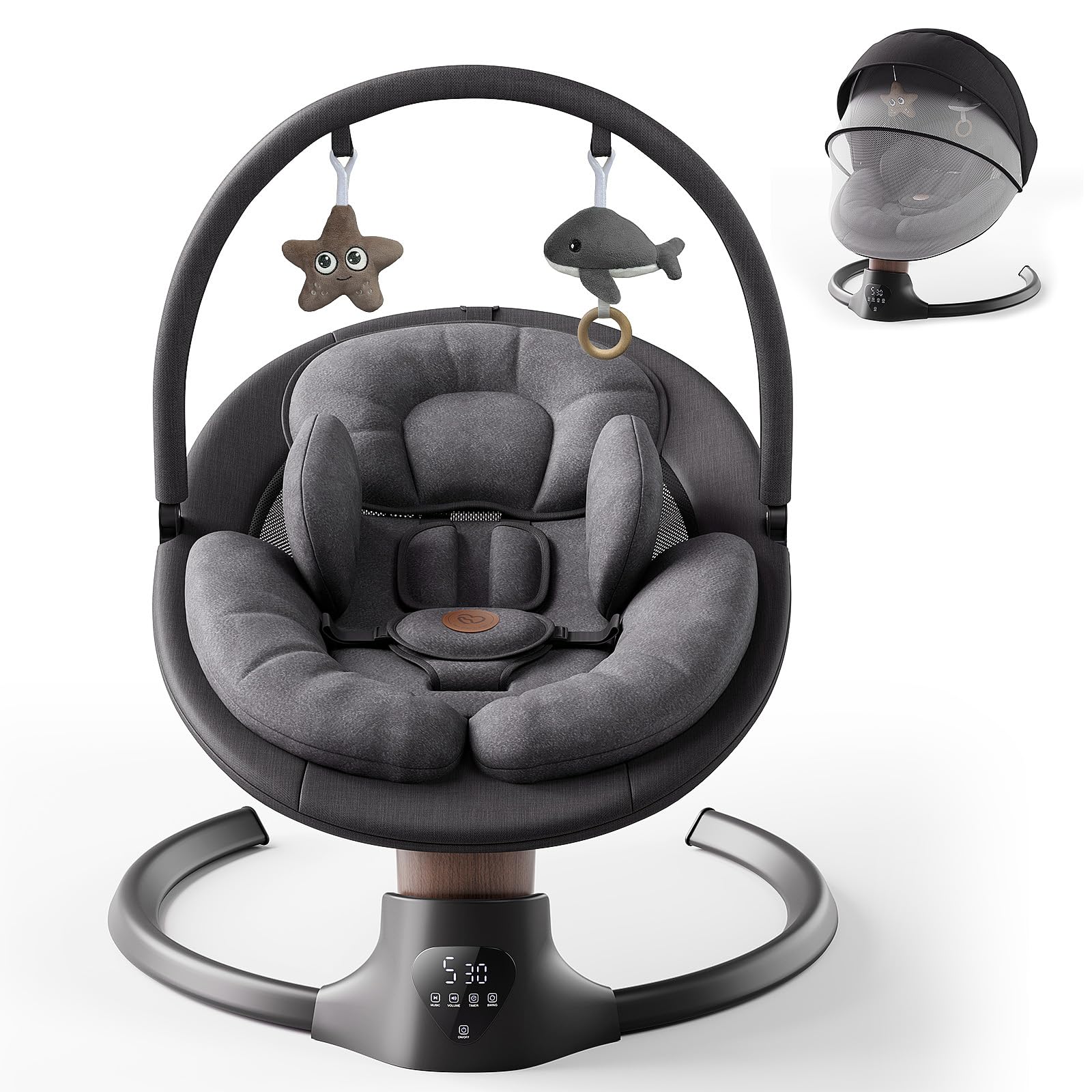 Baby Swings for Infants, FasonBaby Electric Baby Swing with 10 Preset Melodies, 5 Speeds, Remote Control and Bluetooth - Portabl