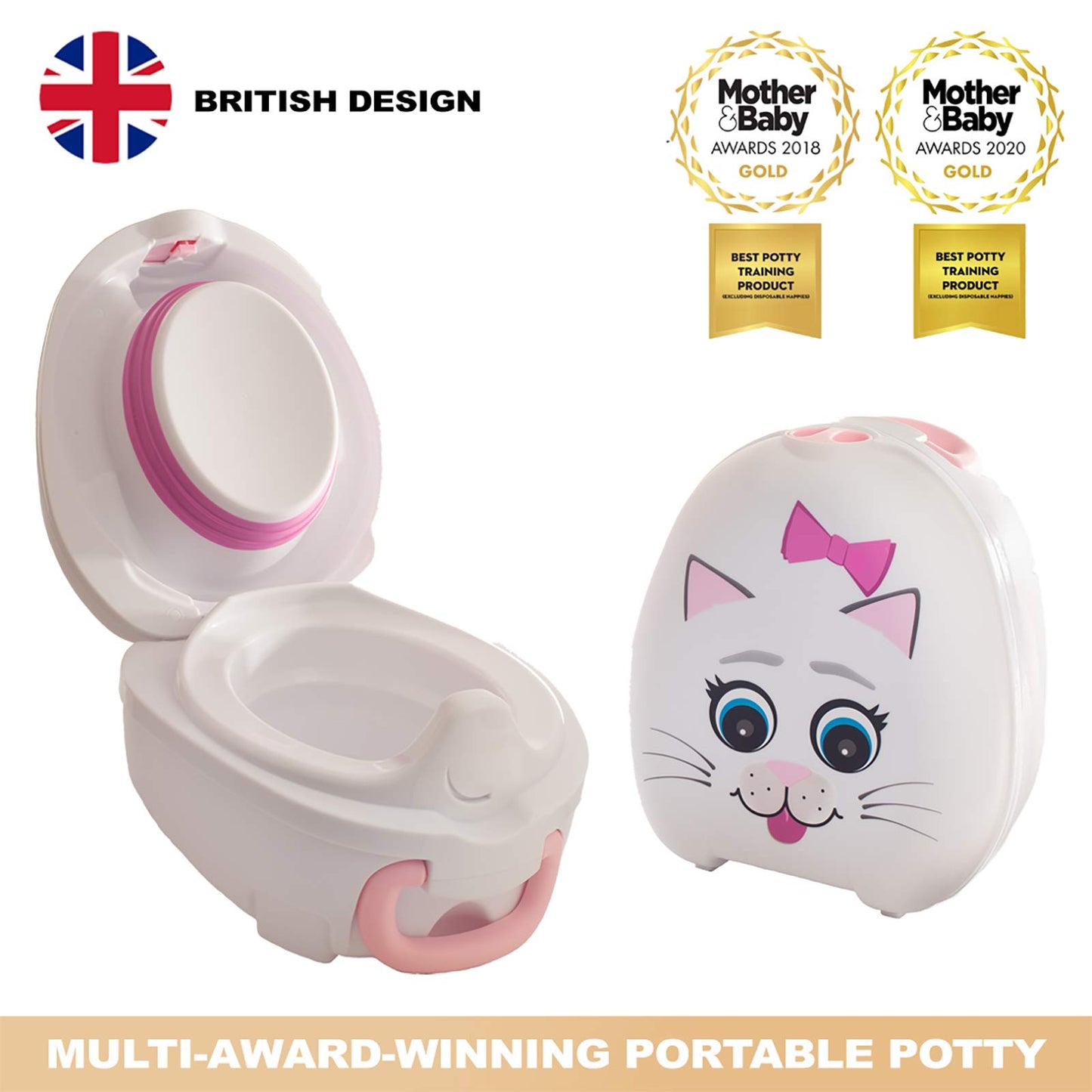 My Carry Potty - Cat Travel Potty, Award-Winning Portable Toddler Toilet Seat For Kids To Take Everywhere