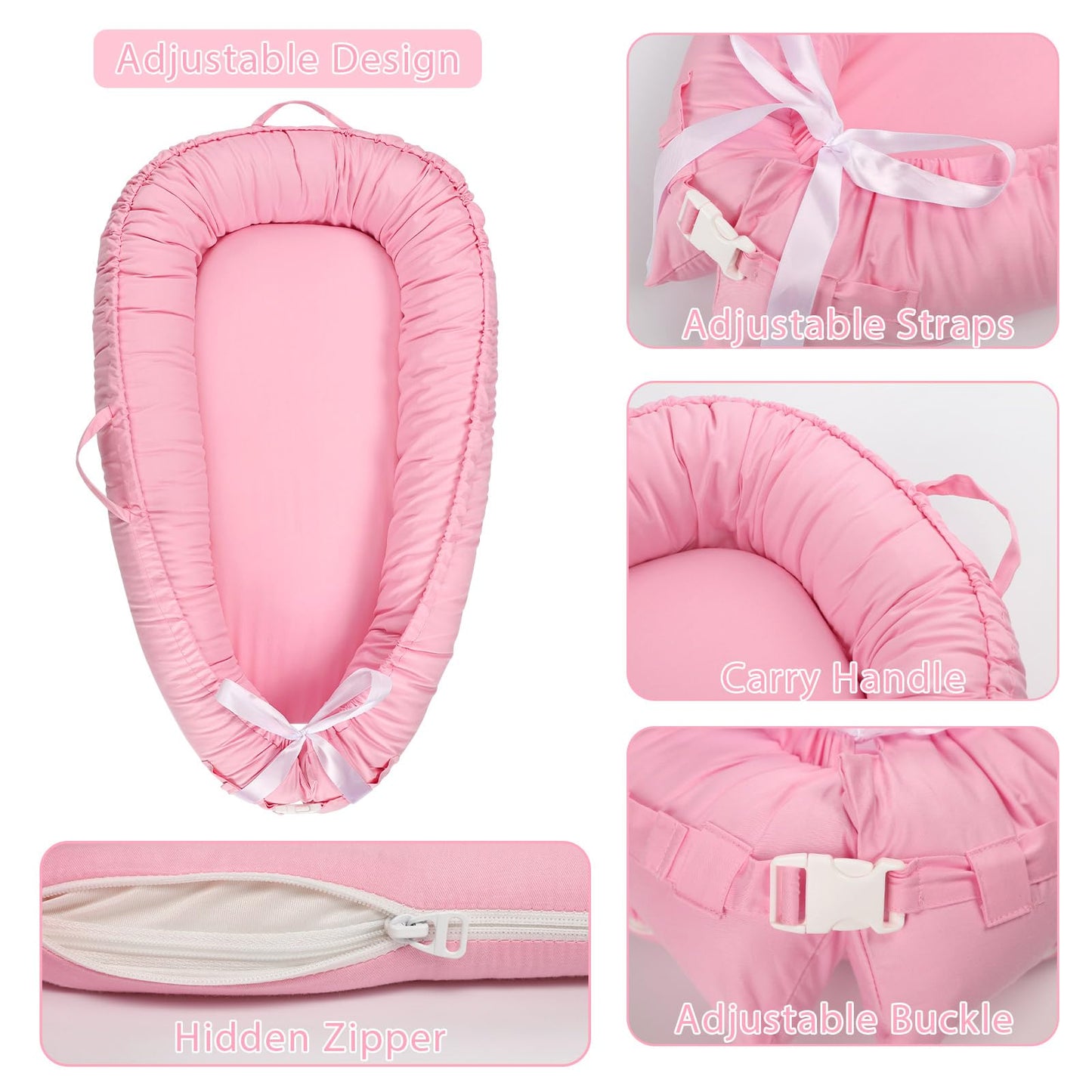 Hooyax Baby Lounger Cover Only, 100% Cotton Newborn Nest Cover, Soft Portable Baby Nest Replacement Cover For Boys Girls, Breath