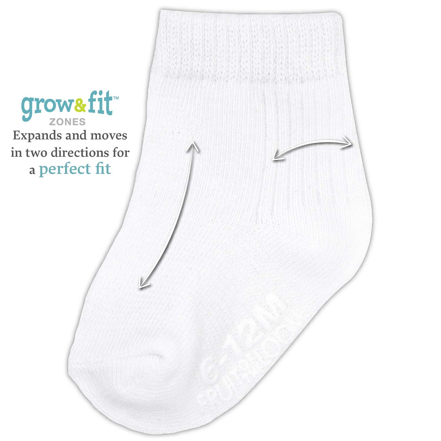 Fruit Of The Loom Baby 14-Pack Grow & Fit Flex Zones Cotton Stretch Socks - Unisex, Girls, Boys (12-24 Months, White)