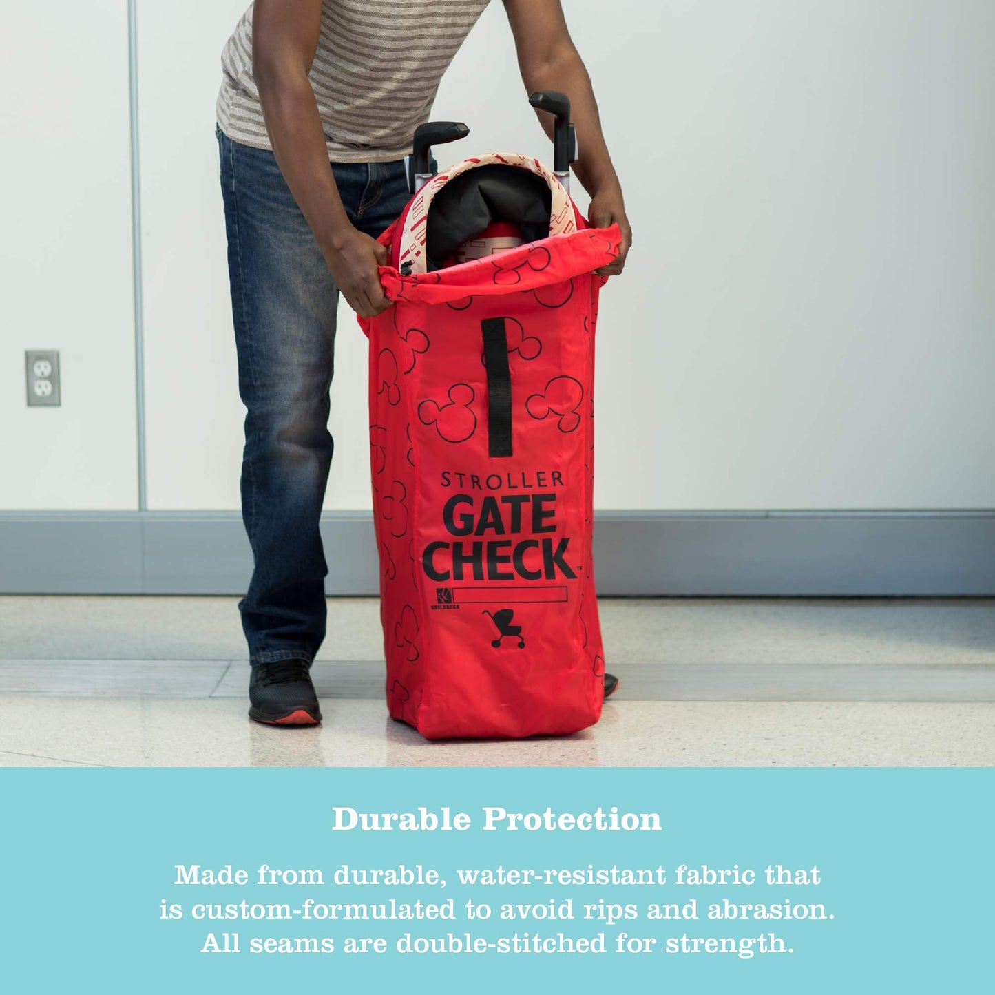 J.L. Childress Disney Baby Gate Check Bag For Single Umbrella Strollers - Disney Stroller Bag For Airplane - Stroller Travel Bag