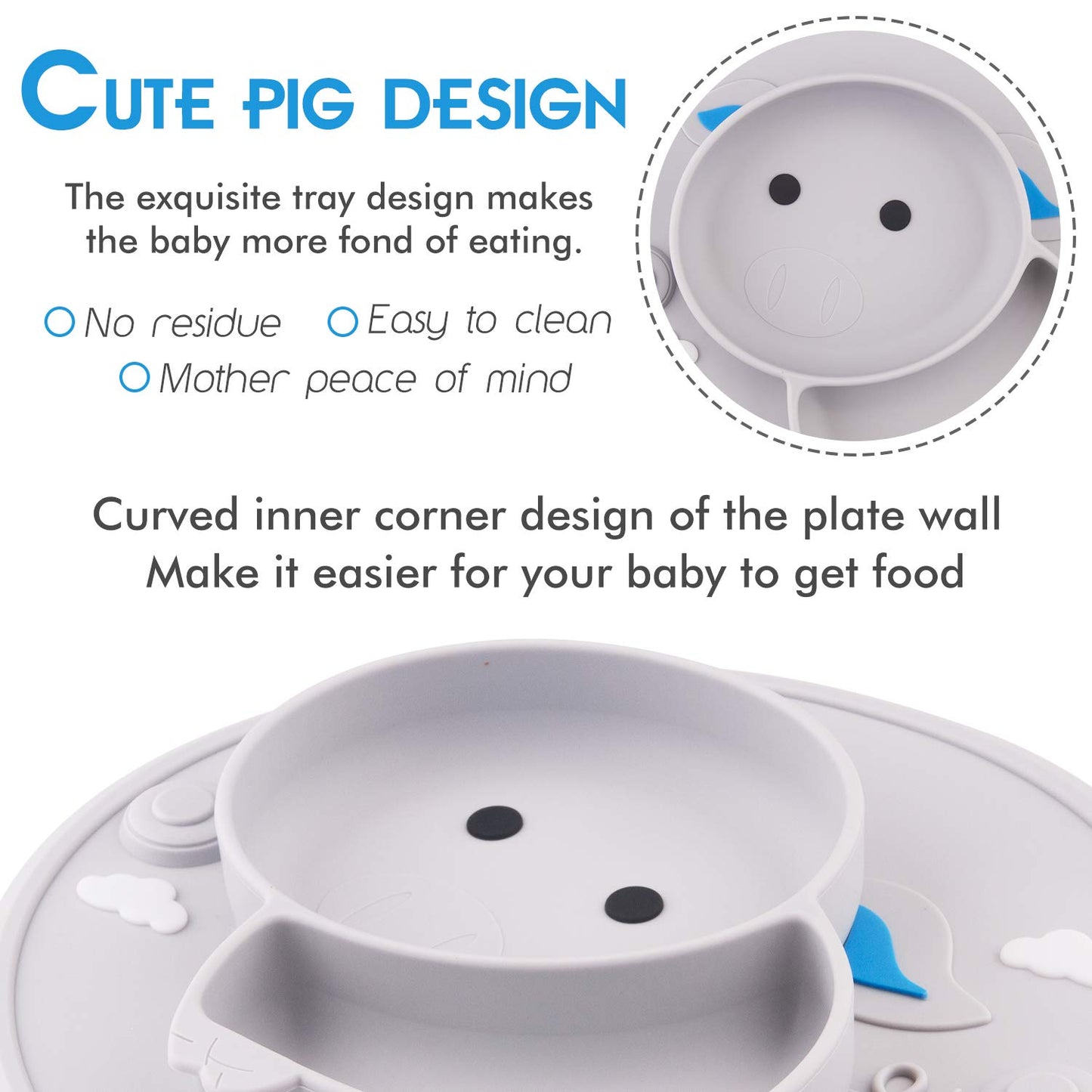 Baby Silicone Plate, Toddler Suction Plates Mini Plate Placemat For Kids And Infants Self Feeding, Bpa Free, Microwave & Dishwas