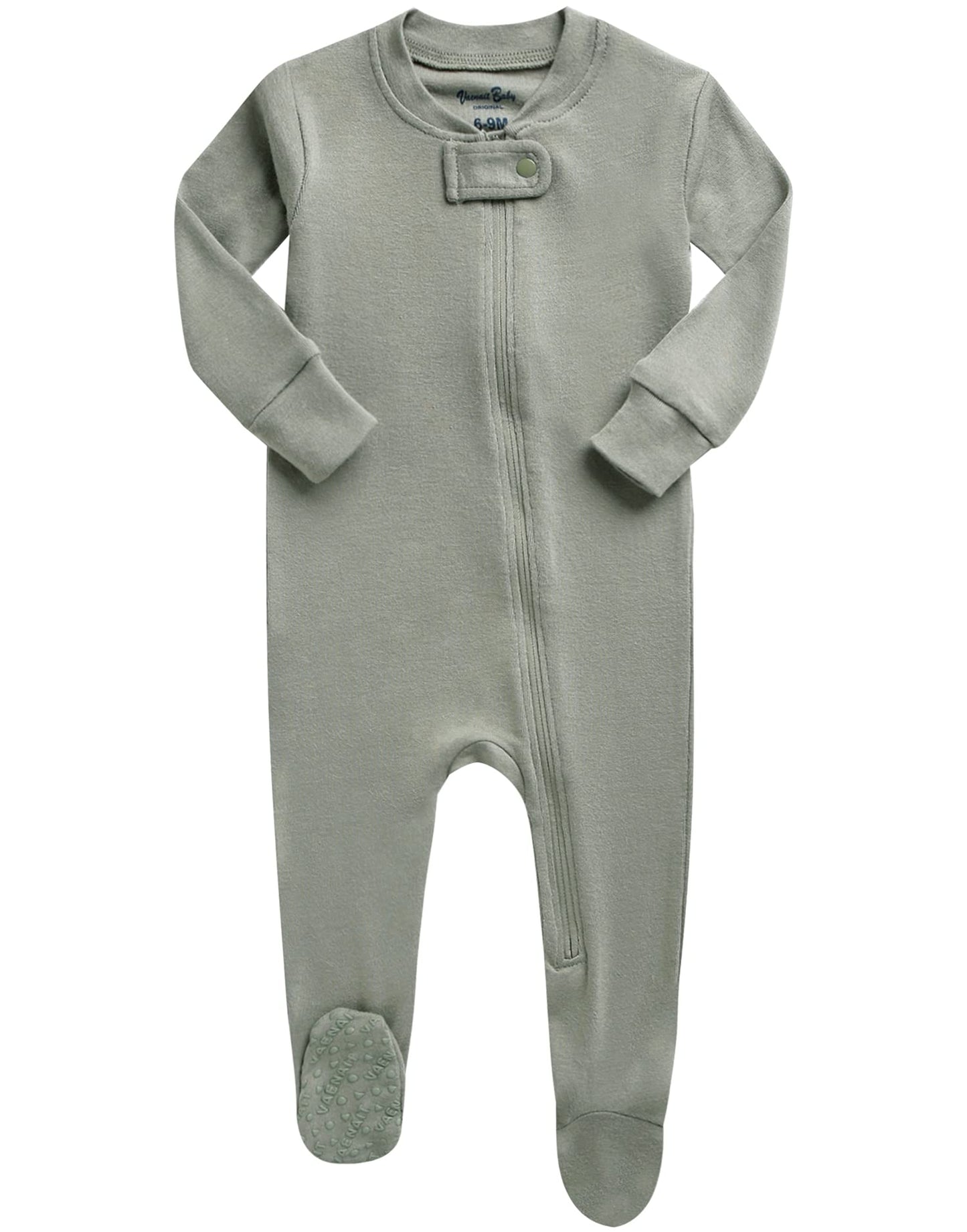 Vaenait Baby Toddler Boys Girls Solid Footie Pajama Cozy Modal Khaki 12M