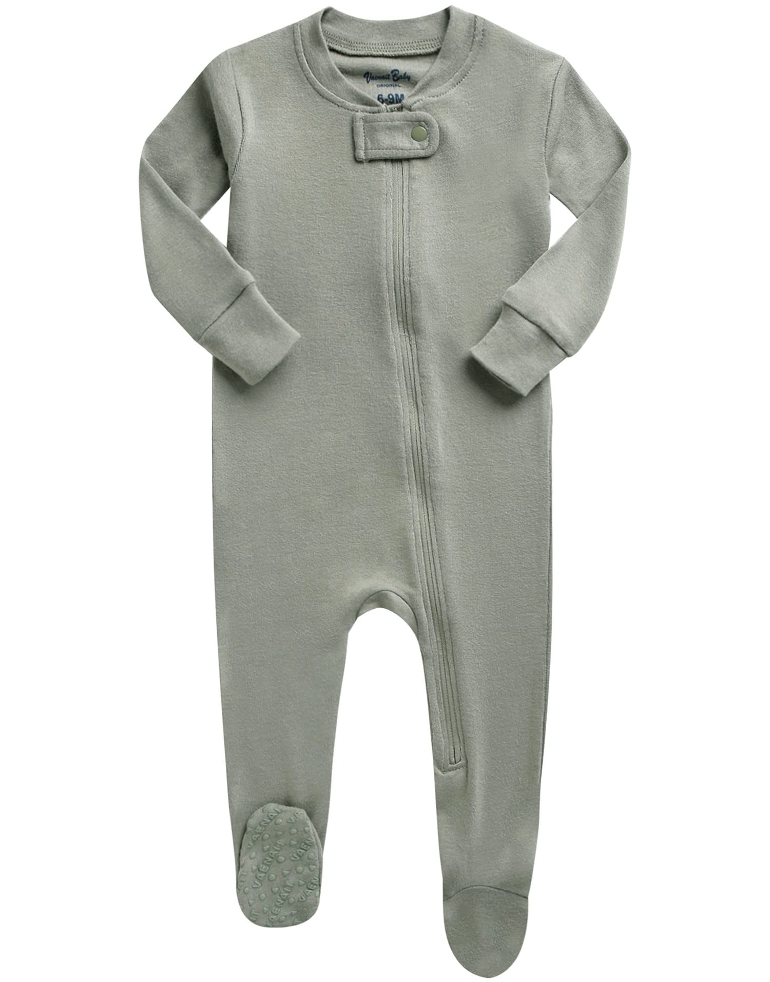 Vaenait Baby Toddler Boys Girls Solid Footie Pajama Cozy Modal Khaki 12M