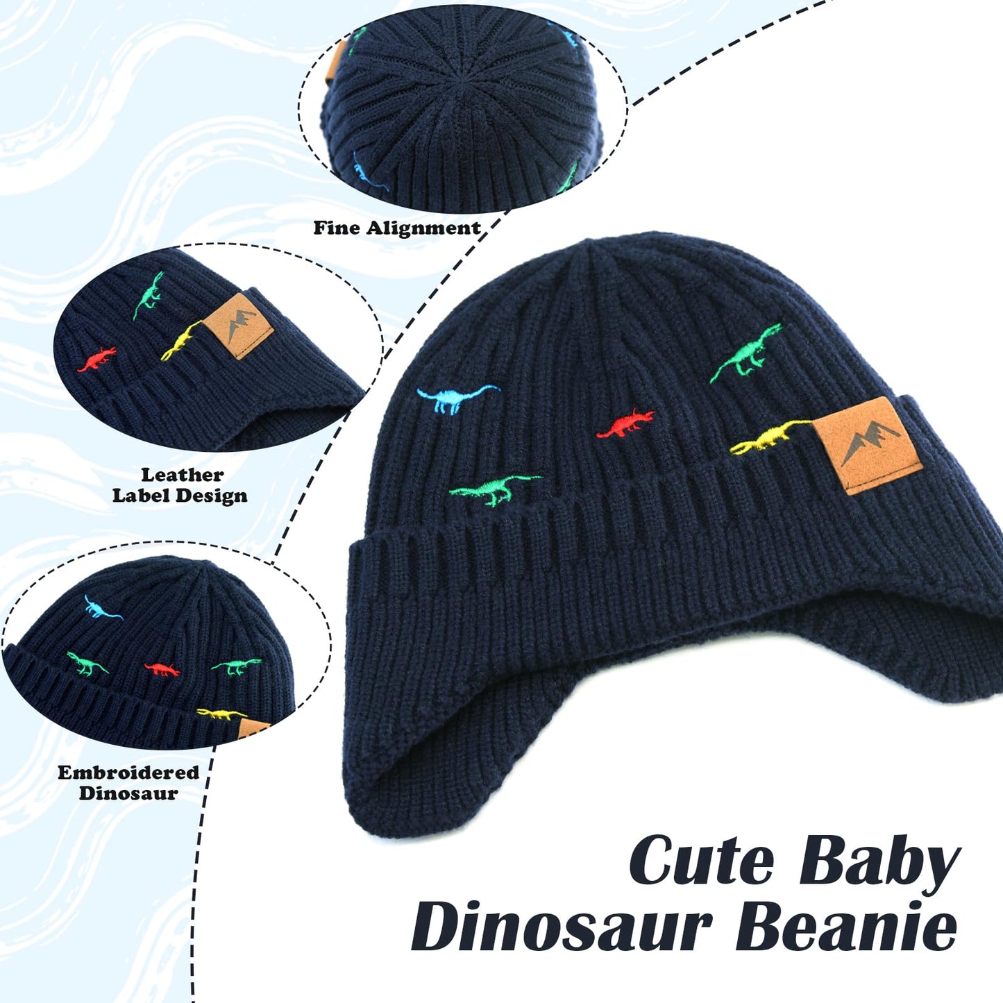 Poximi Baby Boy Winter Hat Toddler Warm Beanie Girl Knit Hats With Earflap Kid Cute Earmuffs (D-Navy, 0-6Months)