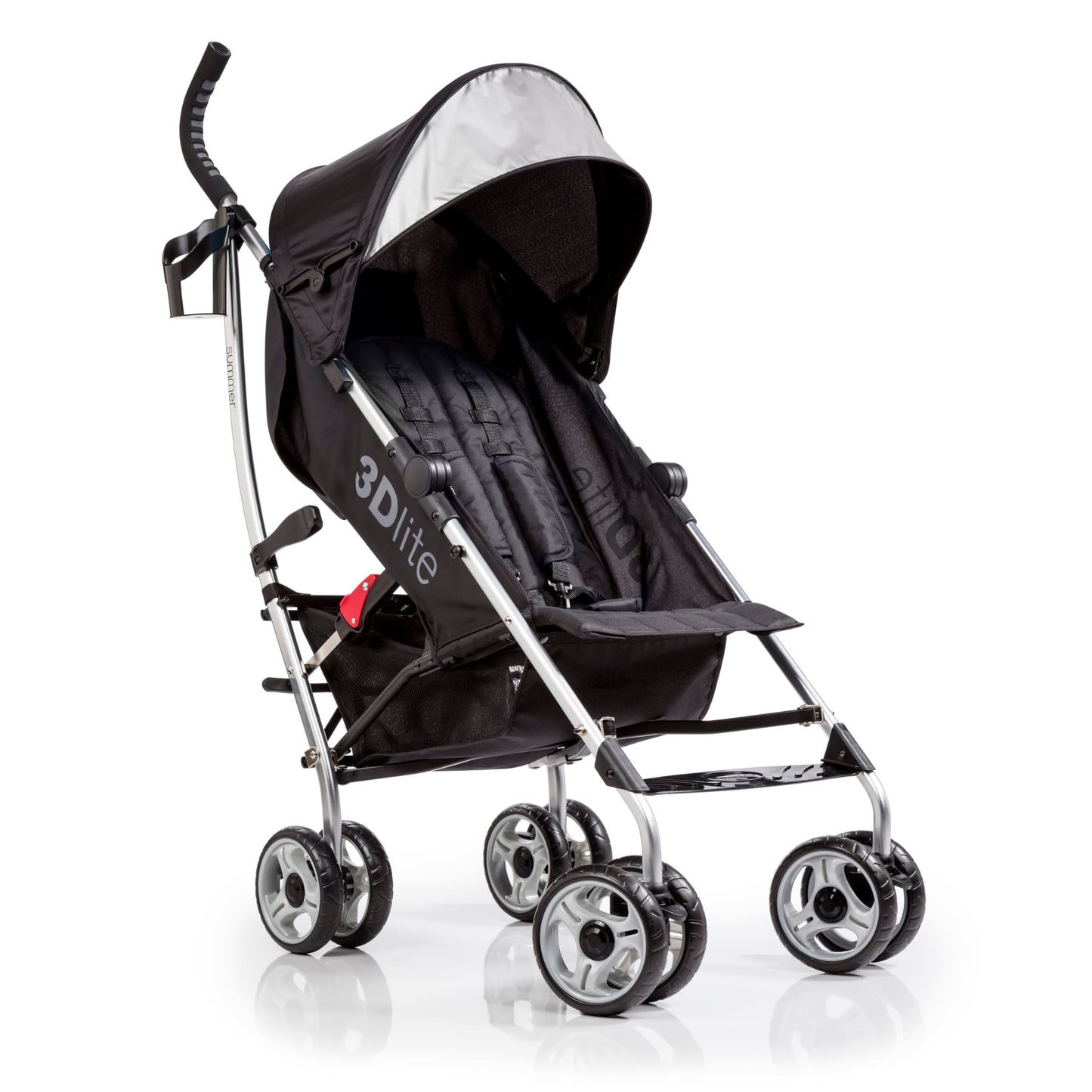 Summer Infant 3Dlite Convenience Stroller, Black - Lightweight Stroller With Aluminum Frame, Large Seat Area, Mesh Siding, 4 Pos