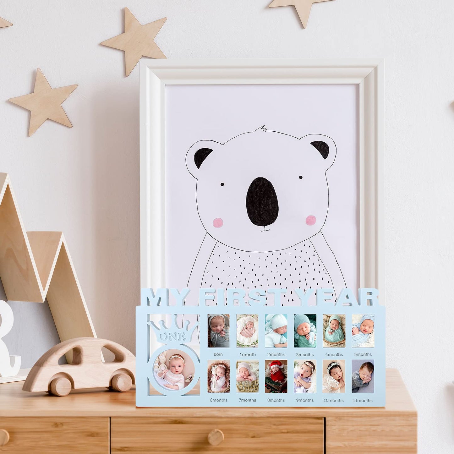 Unittype My First Year Baby Picture Frame Newborn Baby'S First Twelve Months Photo Collage,12 Month Milestone Keepsake Frame For