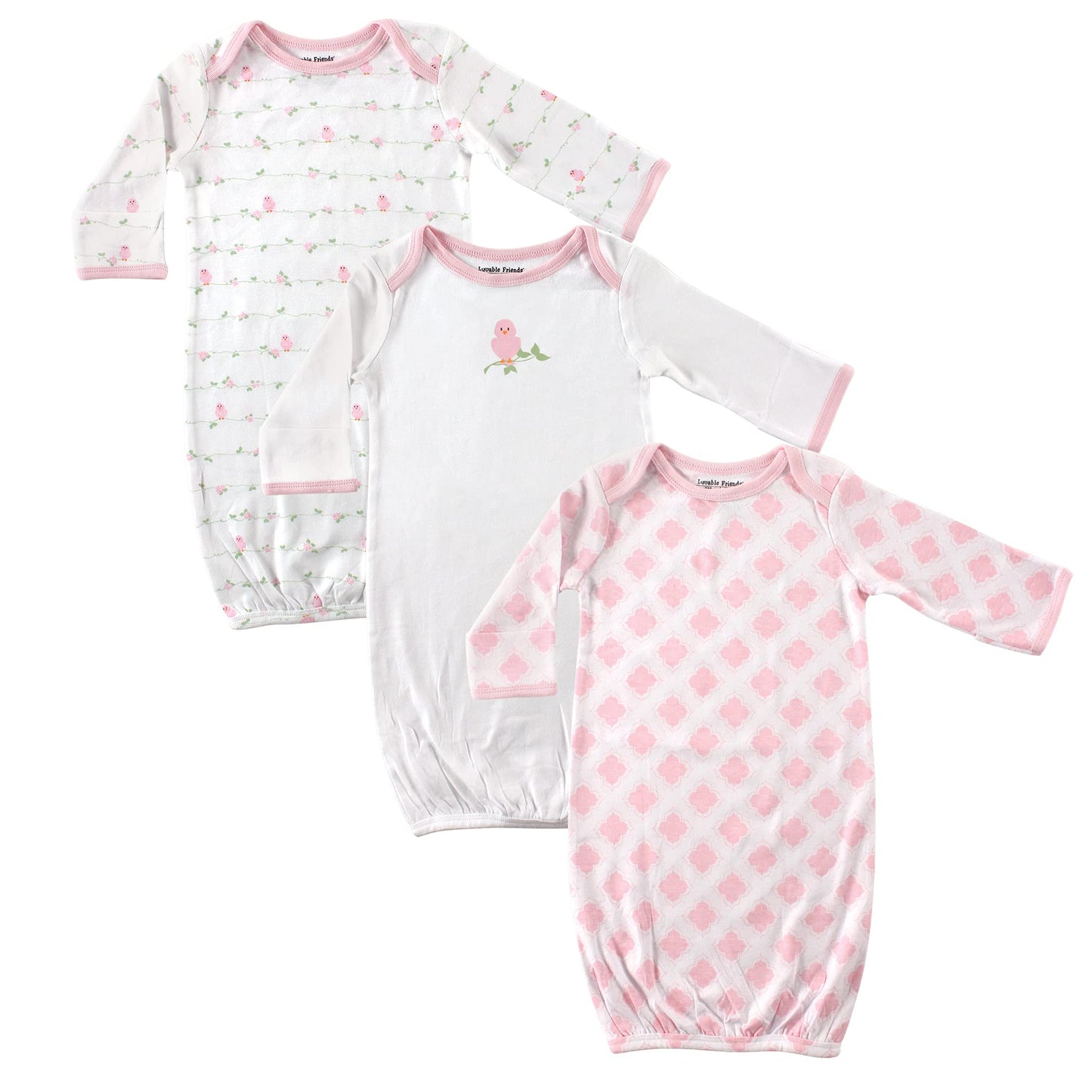 Luvable Friends Unisex Baby Cotton Gowns, Bird, 0-6 Months Us