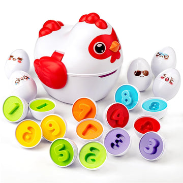VROGTIK Easter Egg Matching Game for Toddlers - Educational Color & Shape Recognition Toy, 12-Piece Set | Easter Basket Stuffers