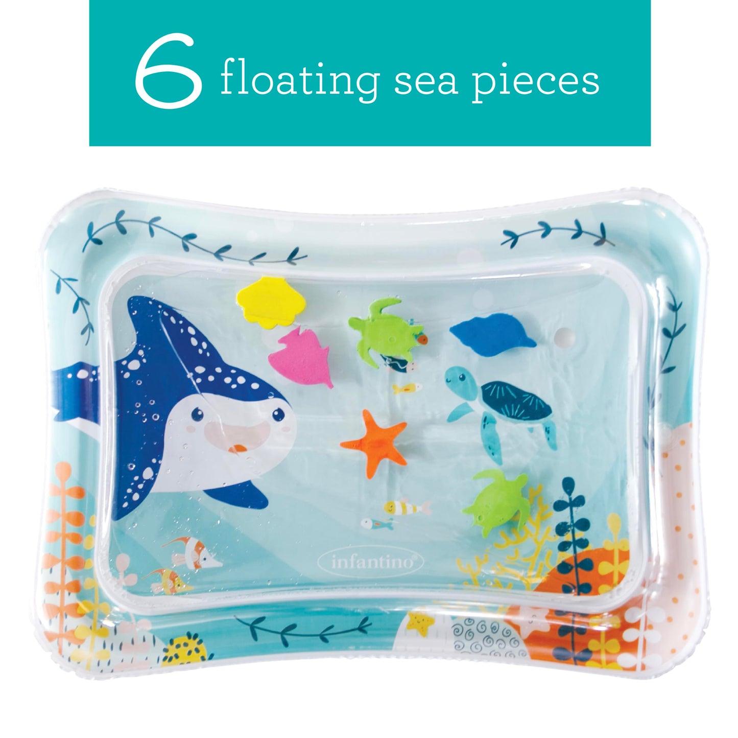 Infantino Jumbo Pat & Play Water Mat, Sea-Themed Mess-Free Water Play For Babies, Supports Tummy Time And Motor Skills Developme