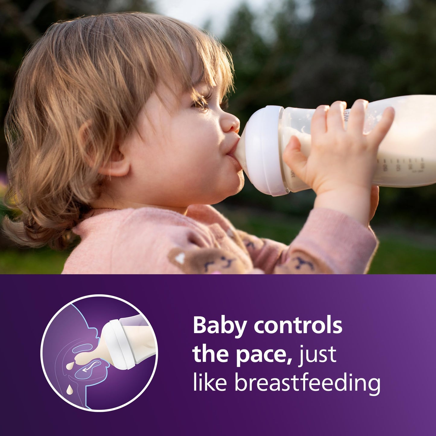 Philips Avent Natural Baby Bottles With Natural Response Nipples (Fast Flow, Flow 4), 11Oz, 2-Pack, Scy906/02