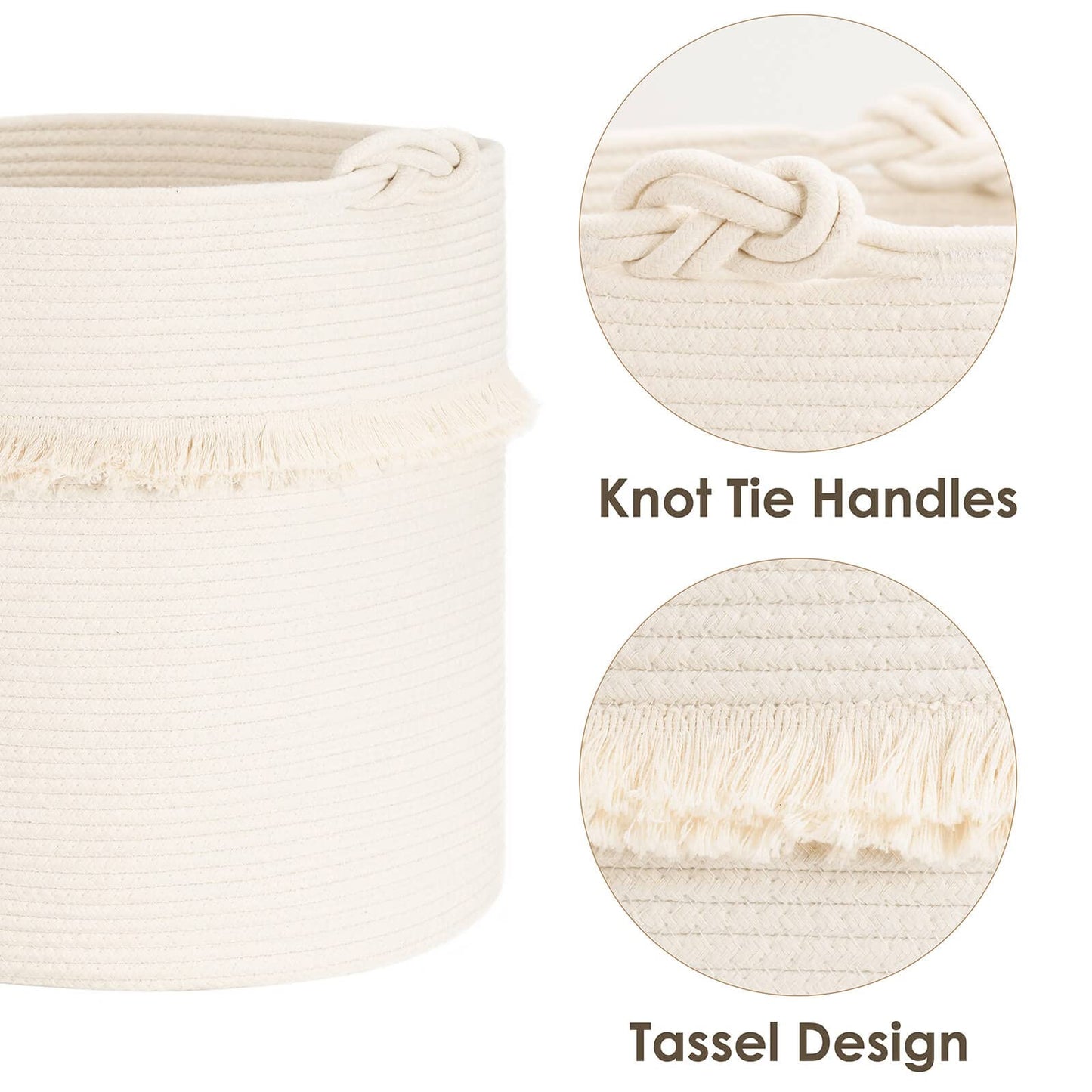 CherryNow Extra Large Woven Storage Baskets - 17 x 16 Cotton Rope Decorative Hamper for Magazine, Toys, Blankets, and Laundr