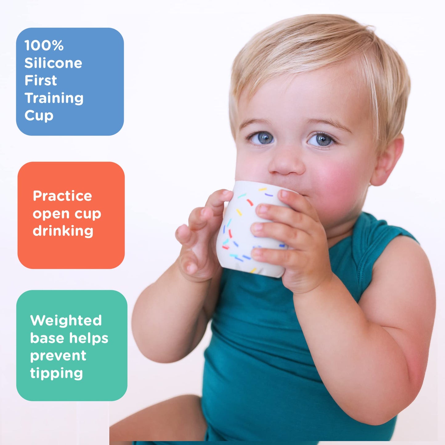 Nuby Silicone Confetti/Sprinkles First Open Training Cup For Baby: 2Oz