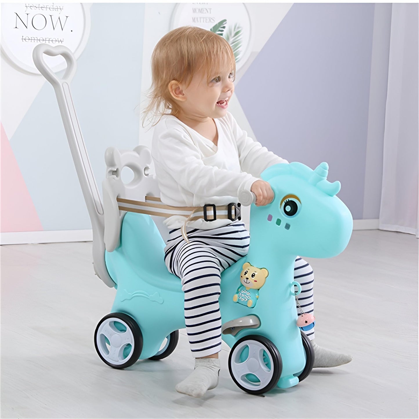 Legendstone Rocking Horse for Toddlers 1-3 Years,4 in 1 Design, Kids Ride on Toy Balance Bike Push Cart with Detachable Balance