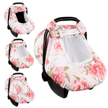 Car Seat Cover Baby, Hnhuaming Infant Car Seat Covers Canopy For Babies Girls, Warm & Windproof Newborn Carseat Covers With Brea