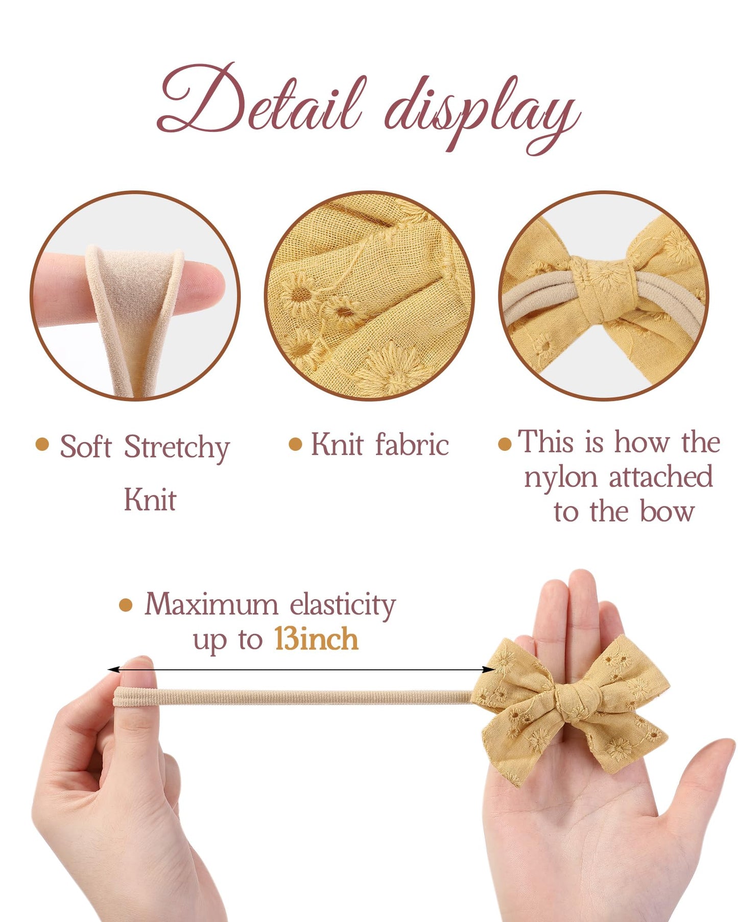 Doboi 10Pcs Baby Girls Headbands Hair Bows Nylon Cotton Linen Hairbands Handmade Hair Accessories For Newborn Infant Toddlers Li