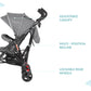 Dream On Me Volgo Twin Umbrella Stroller In Gray, Lightweight Double Stroller For Infant & Toddler, Compact Easy Fold, Large Sto