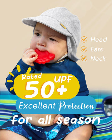 Furtalk Baby Sun Hat Upf 50+ Uv Ray Sun Protection Cotton Toddler Hats For Boys Girls Grey