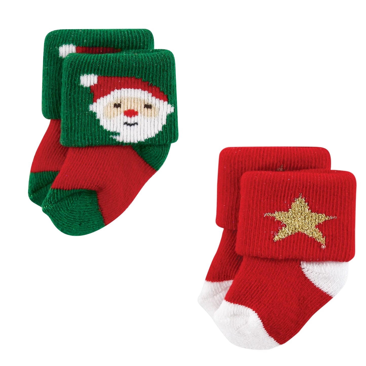 Hudson Baby Unisex Baby Cotton Rich Newborn And Terry Socks, 12 Days Of Christmas Santa, 12-24 Months