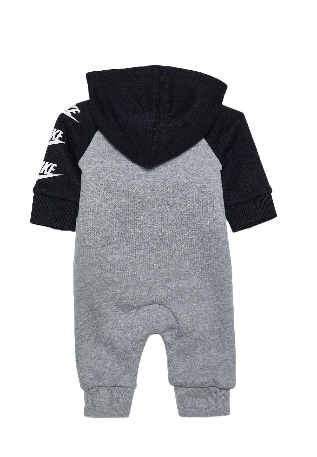 Nike Babys Futura Long Sleeve Full Zip Hooded Coverall (Dark Grey Heather(56F869-042)/Black, 3 Months)