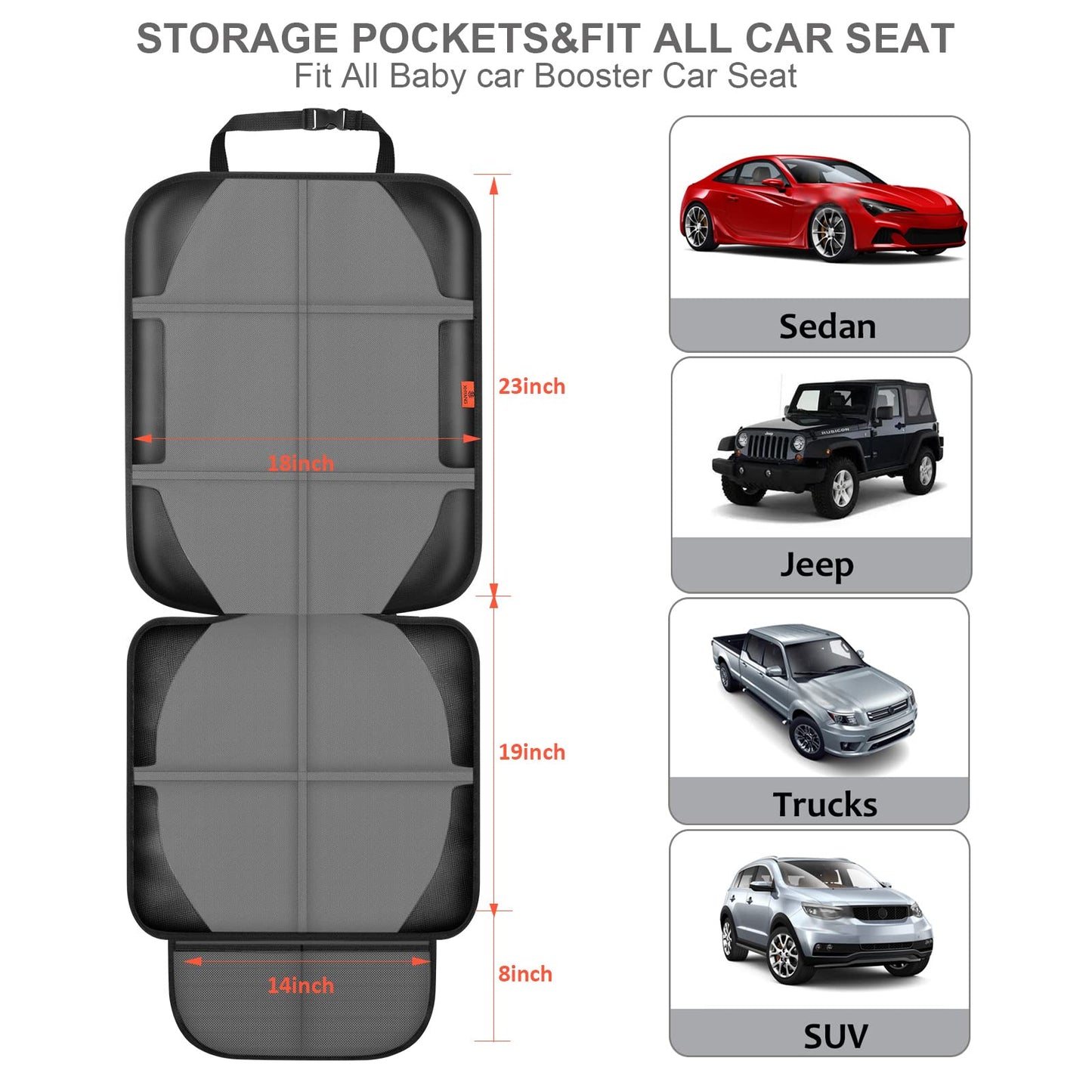 Xhyang Car Seat Protector,2 Pack Automotive Seat Protectors Baby Carseat Pad Waterproof & Durable 600D Fabric For Child Baby Car