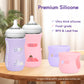 Audrwall Silicone Sleeves For Avent Natural Glass Baby Bottles, Bpa Free, Anti Breakage Baby Bottle Holder (Purple + White + Pin