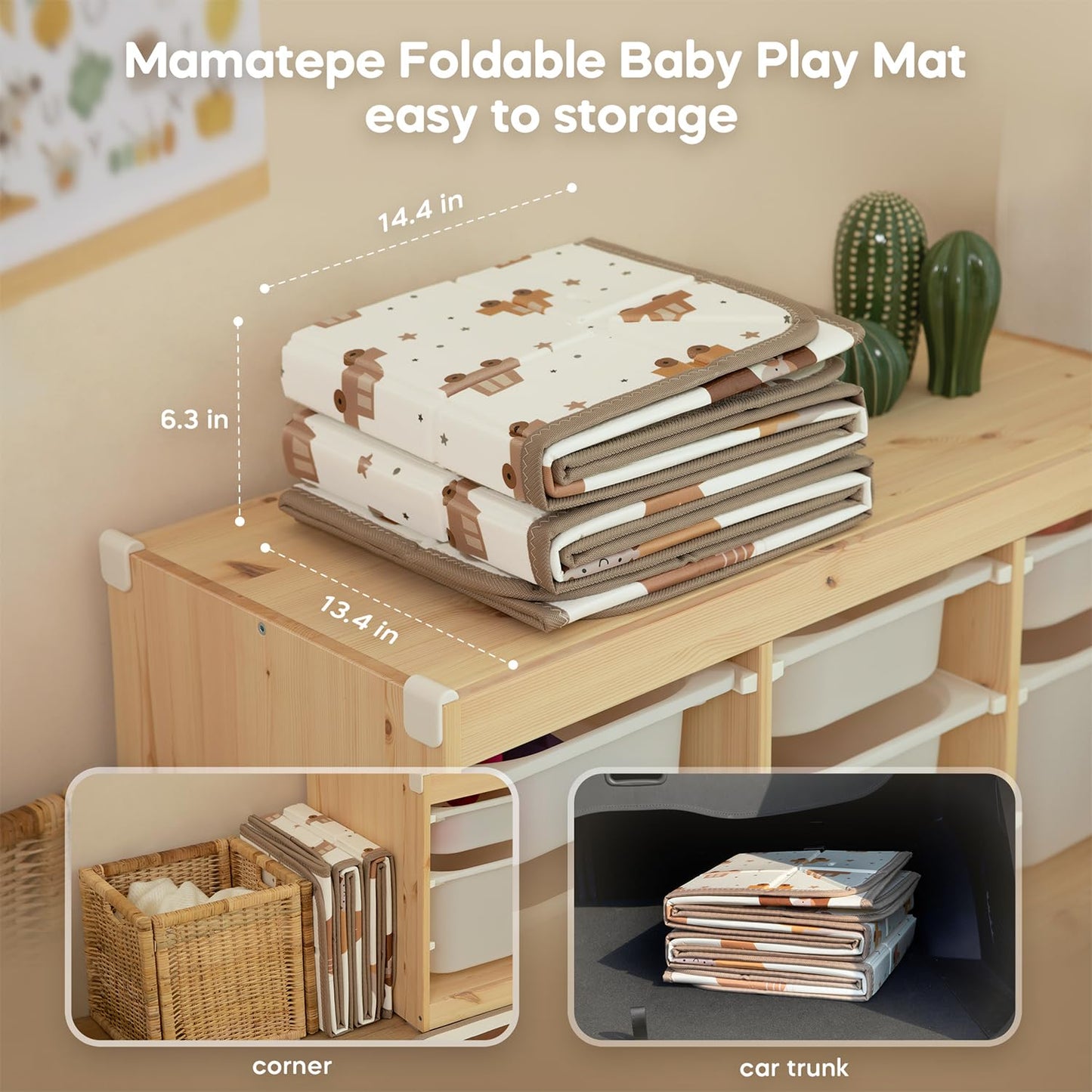 Mamatepe Foldable Baby Play Mat, 71' X 55' Waterproof Double-Sided Cushioned Activity Play Mat, Soft Lightweight Foam Playmat