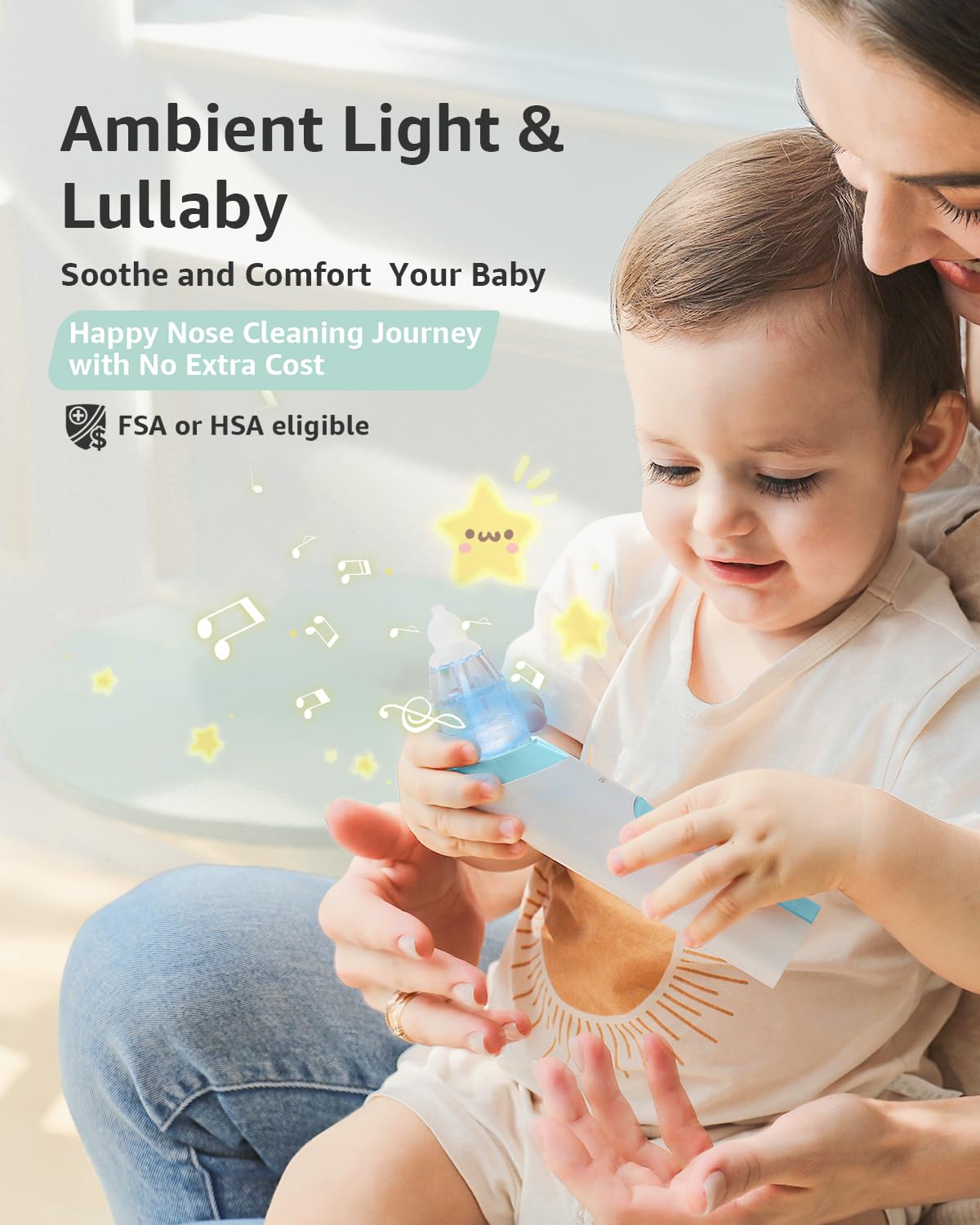 Grownsy Nasal Aspirator For Baby With Protection Mode, Electric Nose Suction For Baby, Automatic Baby Nose Sucker With 3 Silicon