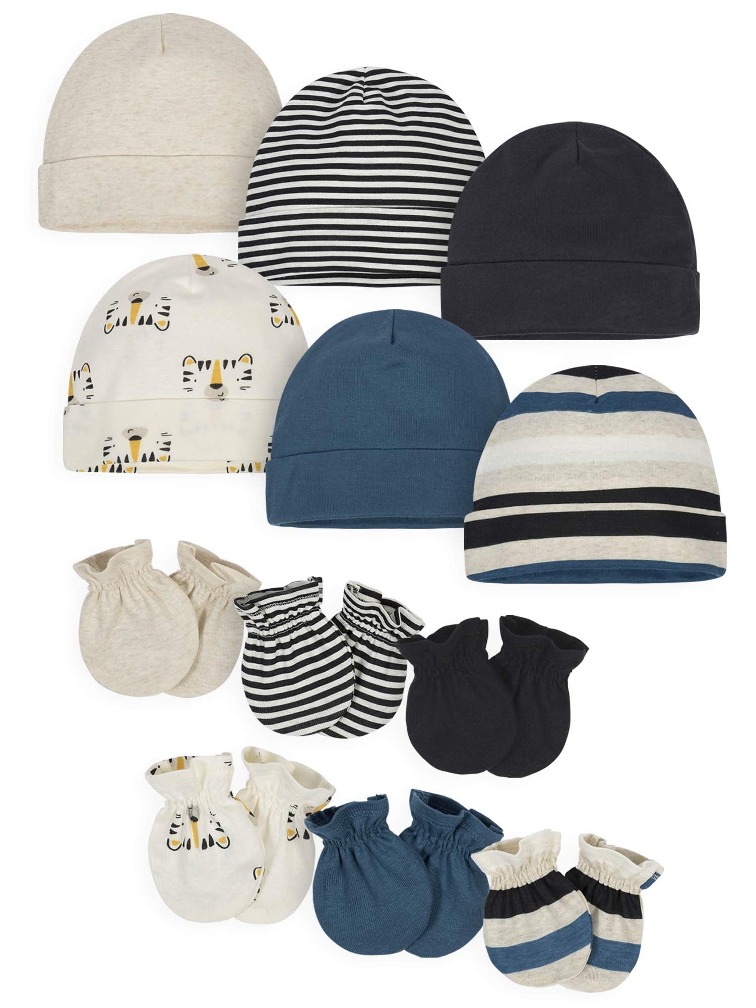 Onesies Brand Unisex Baby 12-Piece Cap And Mitten Set, Tiger Board, 0-6 Months