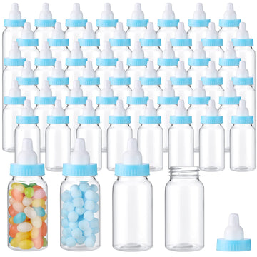 48 Pcs 4.5 Inch Baby Bottle Shower Favor Mini Plastic Candy Bottle Baby Shower Fillable Feeding Candy Box For Party Boy Girl Bir