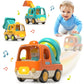 PANITU Baby Toys Push Cars for 1 2 3 Year Old Friction Powered Construction 3 Pack Friction Vehicle Set Excavator Dumper Cement 