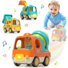PANITU Baby Toys Push Cars for 1 2 3 Year Old Friction Powered Construction 3 Pack Friction Vehicle Set Excavator Dumper Cement 